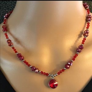 Artisan Swarovski Ruby Crystal Necklace